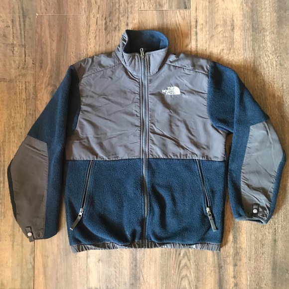 north face blue and gray jacket